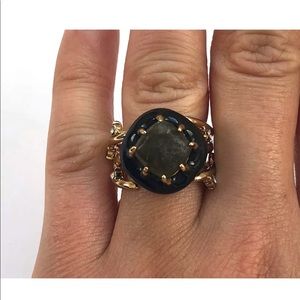 Alexis Bittar Labradorite/Gold Spiked Ring Set